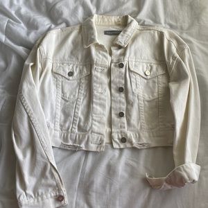 White bagatelle cropped denim jacket